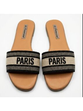 Ferrini Black and Cream Paris Sandals